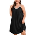 thumbnail image 1 of SHOWMALL Sleeveless Nightgowns for Plus Women Sleepwear Wide Strap Sleep Shirt Pleated Scoopneck Lounge Dress with PocketsBlack 4X, 1 of 7