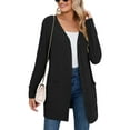 thumbnail image 1 of SHOWMALL Women Lightweight Cardigan Long Sleeve Button Down V Neck Casual Lightweight Knit Sweater Open Front Cardigan, US Size Medium, Black, 1 of 8