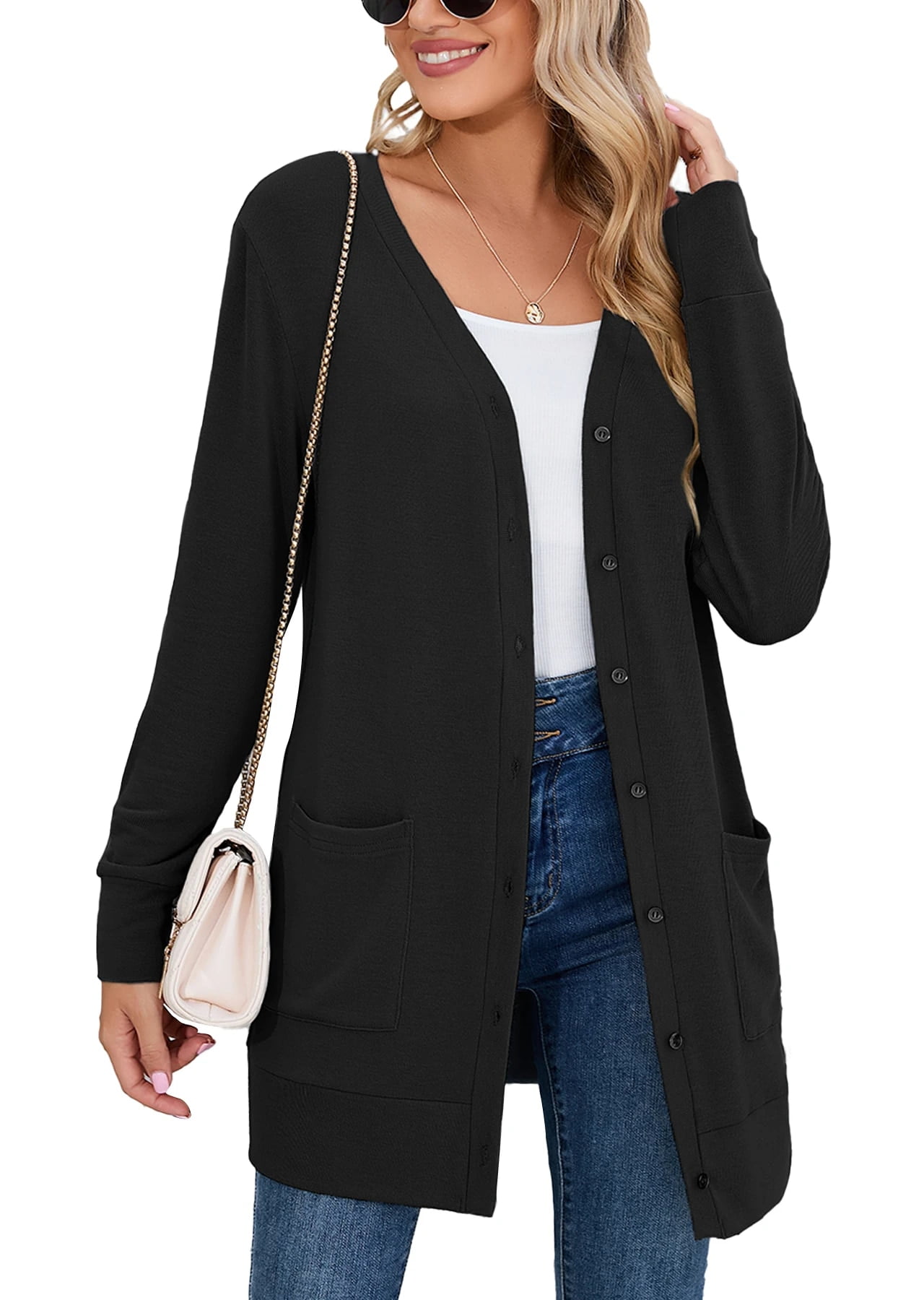 Lightweight black cardigan womens deals