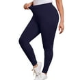 thumbnail image 1 of SHOWMALL Women Plus Leggings 26" Workout Yoga Pants for Women Navy Blue 1X Tummy Control Running Leggings, 1 of 9