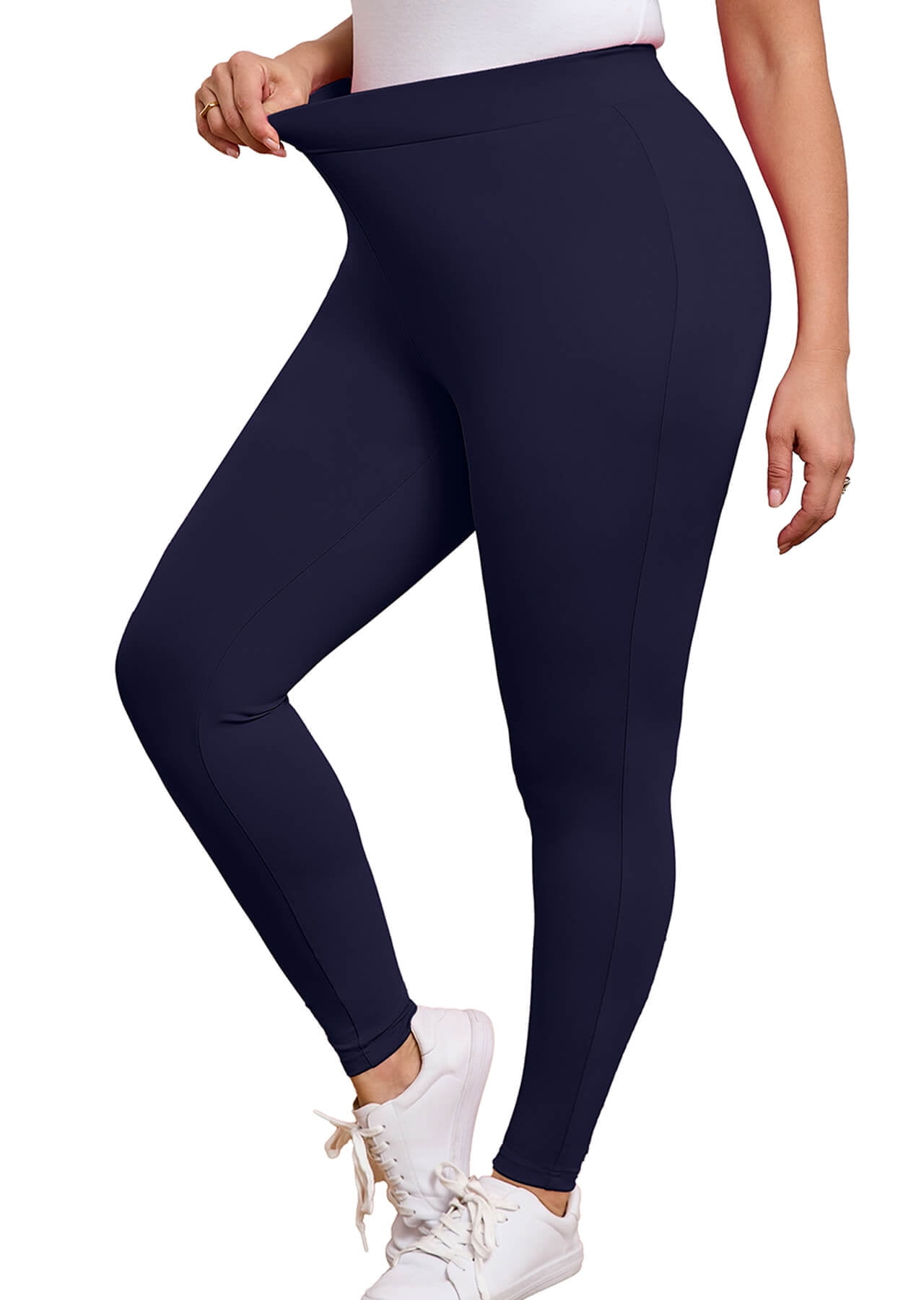 Women Plus Leggings 26" Workout Yoga Pants for Women Navy Blue 3X Tummy Control Running Leggings