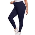 thumbnail image 1 of SHOWMALL Women Plus Leggings 26" Workout Yoga Pants for Women Navy Blue 3X Tummy Control Running Leggings, 1 of 9