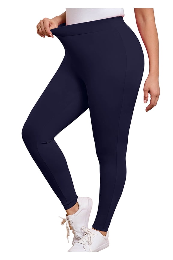 Women Plus Leggings 26" Workout Yoga Pants for Women Navy Blue 3X Tummy Control Running Leggings