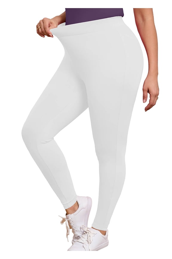 Women Plus Leggings High Waisted Activewear Pants White 5X Tummy Control Soft Yoga Pants for Workout