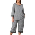 thumbnail image 1 of SHOWMALL Women Plus Lounge Sets 3/4 Sleeves Crew-Neck Tops and Loose Capri Pants Pajama Set, 1 of 9