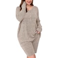 thumbnail image 1 of SHOWMALL Women Plus Pajamas Sets Loungewear Sets 2 Piece Camel 2X Ribbed Knit Plus Size Matching Outfit T-shirt Biker Shorts Sweatsuits, Lightweight for Spring / Summer / Fall / Winter, 1 of 8
