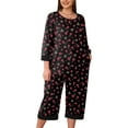 thumbnail image 1 of SHOWMALL Women Plus Pajama Sets 3/4 Sleeves Crew-Neck Tops and Loose Capri Pants Lounge Set Soft Sleepwear, 1 of 9