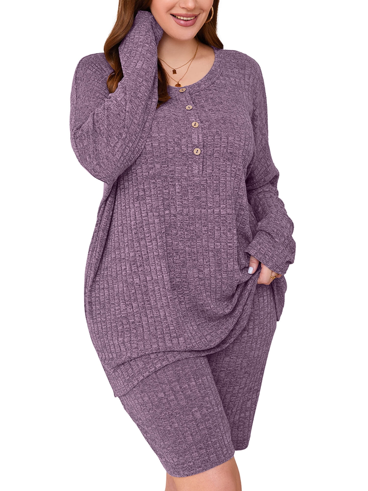 SHOWMALL Women Plus Loungewear Sets Plus Size Pajamas Sets 2 Piece
