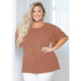 thumbnail image 1 of SHOWMALL Women Plus Shirts Blouse Ruffle Short Sleeve Light coffee 4X Tunic Shirt Summer Tops Loose Fitting Clothing, 1 of 10