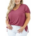 SHOWMALL Women Plus Size Tops Short Sleeve Tunic Side Slit Shirt Summer