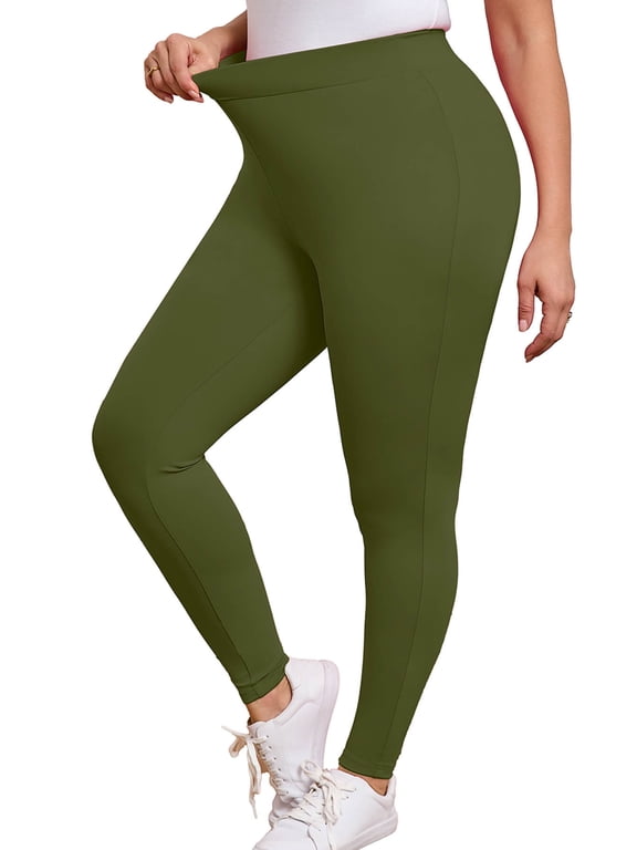 Women Plus Yoga Pants High Waist Tummy Control Leggings Green 3X Workout Running Yoga Leggings for Women