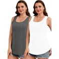 thumbnail image 1 of SHOWMALL Women's 2 Pack Flowy Tank Tops Plus Size, Lightweight Breathable Sleeveless Shirts, Scoop Neck Summer Tops -Gray & White 4X, 1 of 8