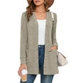 thumbnail image 1 of SHOWMALL Women's Cardigan with Pockets, V-Neck Ribbed Button Down, Grayish Apricot M Soft Cozy Brushed Knit Sweater, Work to Weekend, Spring/Fall/Winter Layering, 1 of 7