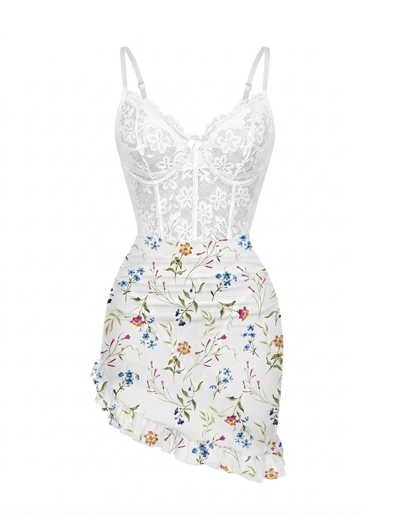 floral lace trim underwire cocktail dress 7545573