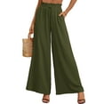 thumbnail image 1 of SHOWMALL Women's Pants Casual Elastic High Waisted Wide Leg Pants Olive L Palazzo Pants with Pockets, 1 of 9