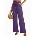 thumbnail image 1 of SHOWMALL Women's Pants High Waisted Pants Purple L Casual Loose Trousers with Slant Pockets, 1 of 11