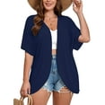 thumbnail image 1 of SHOWMALL Women's Plus Cardigan Short Sleeve Open-Front Lightweight Summer Cover Up 5X Navy Blue, 1 of 7