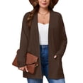 thumbnail image 1 of SHOWMALL Women's Plus Cardigans Lightweight Open Front Cardigans 3/4 Sleeve Coffee 3X Casual Soft Drape Fall Summer Crop, 1 of 7