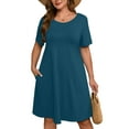 thumbnail image 1 of SHOWMALL Women's Plus Casual Dresses Short Swing Beach Sundress with Pockets 2X Indigo Blue, 1 of 11