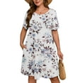 thumbnail image 1 of SHOWMALL Women's Plus Casual Dresses Short Swing Floral Beach Sundress with Pockets 4X White Peony, 1 of 10