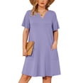 thumbnail image 1 of SHOWMALL Women's Plus Casual Dresses V Neck Short Beach Summer Sundress with Pockets Purple Gray 4X, 1 of 10