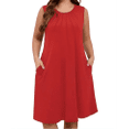 thumbnail image 1 of SHOWMALL Women's Plus Dresses Casual Sleeveless Beach Tank Sundress with Pockets 2X Red, 1 of 11