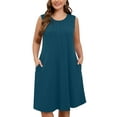 thumbnail image 1 of SHOWMALL Women's Plus Dresses Casual Sleeveless Beach Tank Sundress with Pockets 4X Indigo Blue, 1 of 8