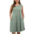 thumbnail image 1 of SHOWMALL Women's Plus Dresses Floral Casual Sleeveless Beach Tank Sundress with Pockets 4X Daisy Green, 1 of 7