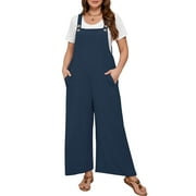Women’s Summer Romper – Casual Sleeveless Jumpsuit With Pockets In Dark Blue | Loose Fit
