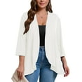 thumbnail image 1 of SHOWMALL Women's Plus Lightweight Cardigan Open Front 3/4 Sleeves Bolero White 3X Pleated Ruffles Hemline Shrugs, 1 of 7