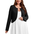 thumbnail image 1 of SHOWMALL Women's Plus Size Open Front Cropped Cardigan Lightweight Long Sleeve Bolero Shrug for Dresses, 1X-5X, 1 of 8