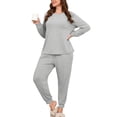 thumbnail image 1 of SHOWMALL Women's Plus Size 2 Piece Lounge Set Long Sleeve Top and Drawstring Jogger Pants Sweatsuit with Pockets, 1 of 8