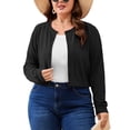 thumbnail image 1 of SHOWMALL Women's Plus Size Cropped Cardigan Long Sleeve Button Down Sweater Casual Knit Tops Shrugs, 1 of 8