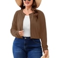 thumbnail image 1 of SHOWMALL Women's Plus Size Cropped Cardigan Long Sleeve Button Down Sweater Casual Knit Tops Shrugs, 1 of 8
