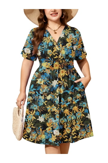 boho dresses walmart Plus Size Dress Maxi and Flowy Styles for Women Sage green Long Sleeve Green Short Sleeve Chiffon LD42885-CI-NAVY Women's size:0 US