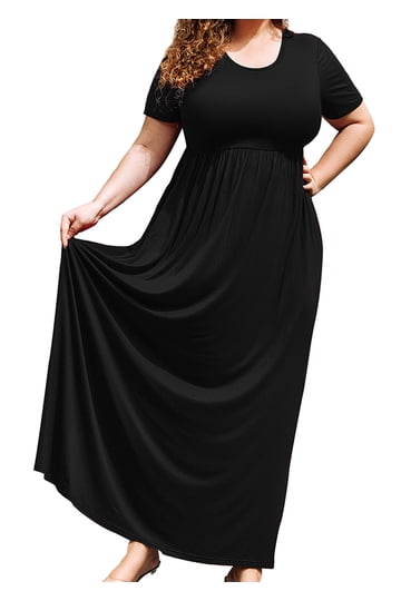 Plus Size Long Black Dress Walmart Final Sale Plus Size Faux Wrap Cut Out  Maxi Dress