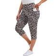 thumbnail image 1 of SHOWMALL Women's Plus Size High Waisted Capri Yoga Leggings with Pockets, Tummy Control Cropped Workout Pants for Gym & Running, Fancy Peachy Leopard, Size 2X, 1 of 9