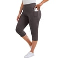 thumbnail image 1 of SHOWMALL Women's Plus Size High Waisted Capri Yoga Leggings with Pockets, Dark Gray 3X Tummy Control Cropped Workout Pants for Gym & Running, 1 of 9