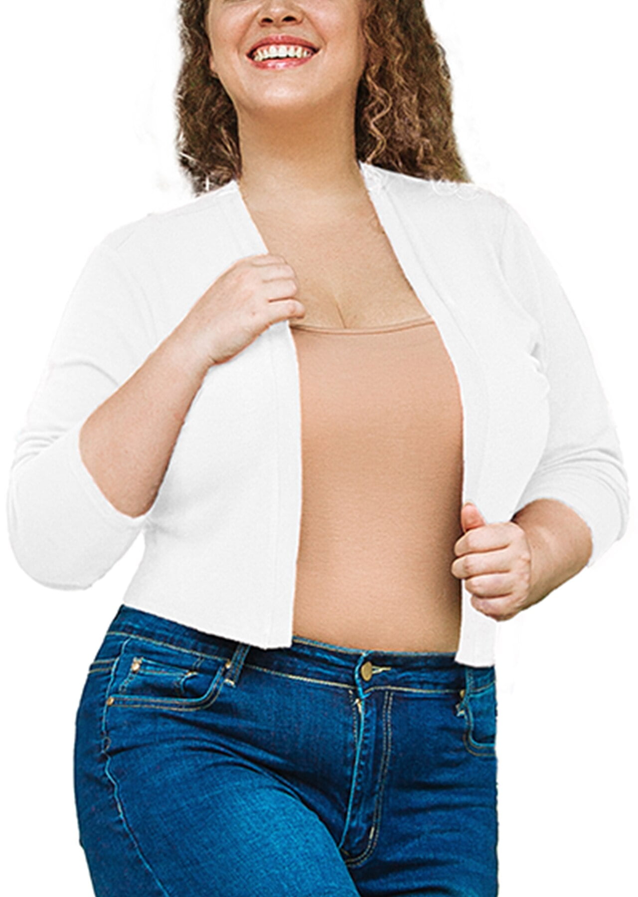 Plus size shrug clearance white