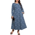thumbnail image 1 of SHOWMALL Women's Plus Size Long Sleeve Maxi Dress with Pockets - Soft Casual Loose Floral Long Boho Dress, 1 of 7