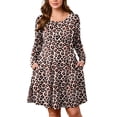 thumbnail image 1 of SHOWMALL Women's Plus Size Long Sleeve Swing Dress with Pockets, 1 of 10