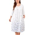 thumbnail image 1 of SHOWMALL Women's Plus Size Nightgown with Pockets Soft 3/4 Sleeve Pleated Crew Neck Sleep Dress Loose Lounge Sleepwear, 1 of 7