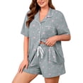 thumbnail image 1 of SHOWMALL Women's Plus Size Pajama Set 2 Piece Sleepwear with Pockets,Pink Stars 3X Valentine's Day Galentine's Self-Care Gift for Her, Soft Short Sleeve Loungewear, 1 of 8