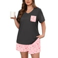 thumbnail image 1 of SHOWMALL Women's Plus Size Pajama Set, Pink Tiger Hearts 2X 2 Piece Loungewear Sleepwear for Spring Summer Fall, Short Sleeve Top and Printed Shorts with Side Pockets,, 1 of 8