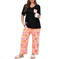 thumbnail image 1 of SHOWMALL Women's Plus Size Pajama Set Summer Blossom Celebration 3X 2 Piece Loungewear Set Sleepwear for Spring Summer Fall, Short Sleeve Top and Printed Long Pants with Side Pockets, 1 of 7