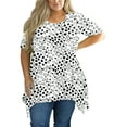 thumbnail image 1 of SHOWMALL Women's Plus Size Shirts Summer Floral Short Sleeve White Lovely Hearts 1X Blouse Swing Tee Crewneck Clothing Flowy Tops for Leggings, 1 of 7