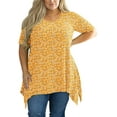 thumbnail image 1 of SHOWMALL Women‘s Plus Size Shirts Summer Floral Short Sleeve Yellow Celosia 3X Blouse Swing Tee Crewneck Clothing Flowy Tops for Leggings, 1 of 7