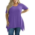 thumbnail image 1 of SHOWMALL Women‘s Plus Size Shirts Summer Short Sleeve Purple 5X Blouse Swing Tee Crewneck Clothing Flowy Tops for Leggings, 1 of 8