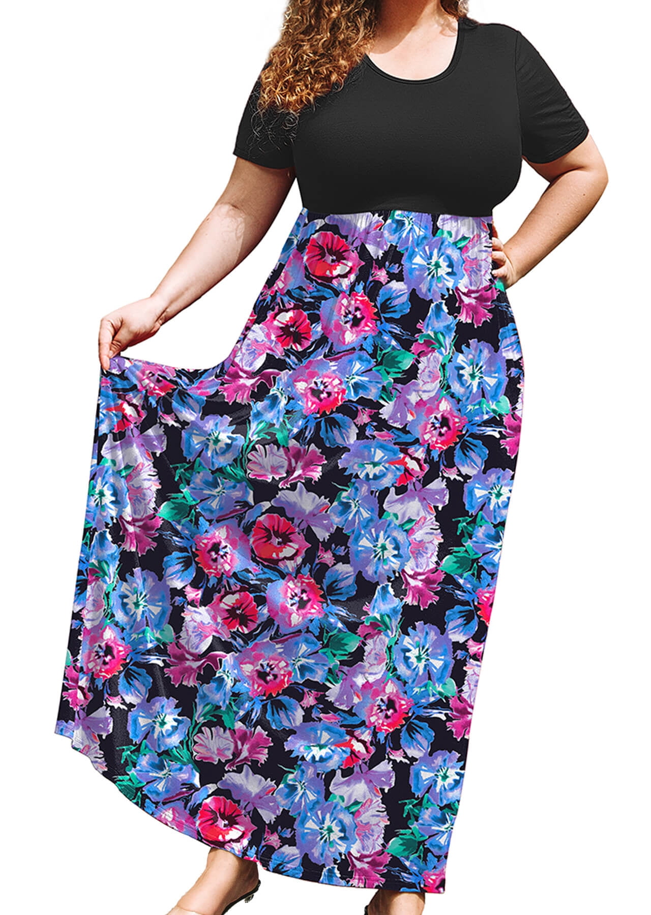 Showmall Women s Plus Size Floral Maxi Dress 3X Pockets Walmart showmall-women-s-plus-size-floral-maxi-dress-3x-pockets-walmart