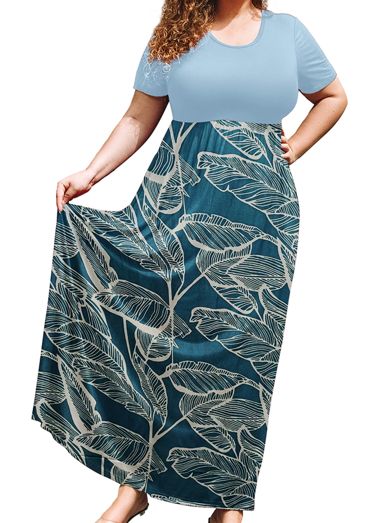 Womens Summer Beach Floral Strapless Plus Size Dress 1X